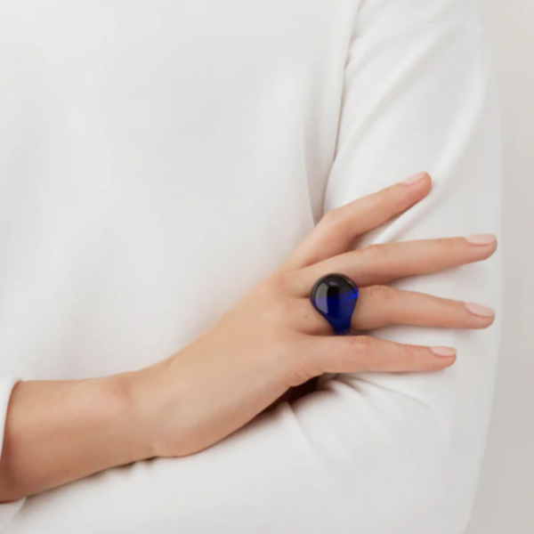 Cabochon Ring Cap Ferrat blue crystal