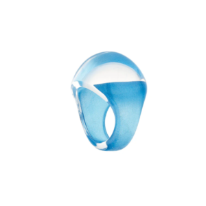 Cabochon Ring Clear with Blue Patina crystal