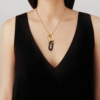 Empreinte animale pendant Black crystal, yellow gold plated - Image 2