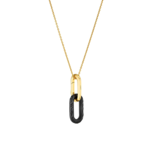 Empreinte animale pendant Black crystal, yellow gold plated