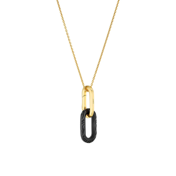 Empreinte animale pendant Black crystal, yellow gold plated