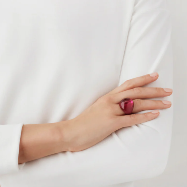 Cabochon Ring Fuchsia crystal