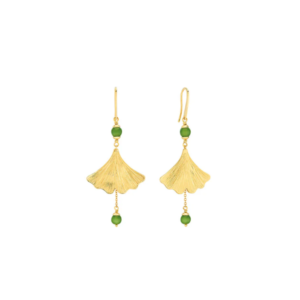 Ginkgo earrings Antinea green Crystal, 18K yellow gold-plated