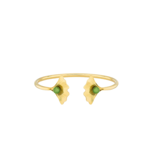 Ginkgo flexible bracelet Antinea green Crystal, 18K yellow gold-plated