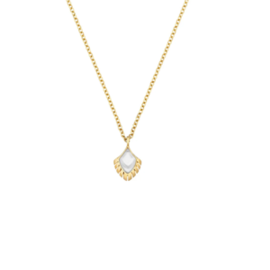 Paon Pendant White pearly clear crystal, 18K yellow gold-plated