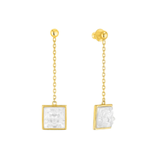 Aréthuse long earrings Clear crystal, Vermeil
