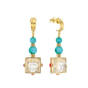 Aréthuse Earrings Clear crystal, onyx, vermeil