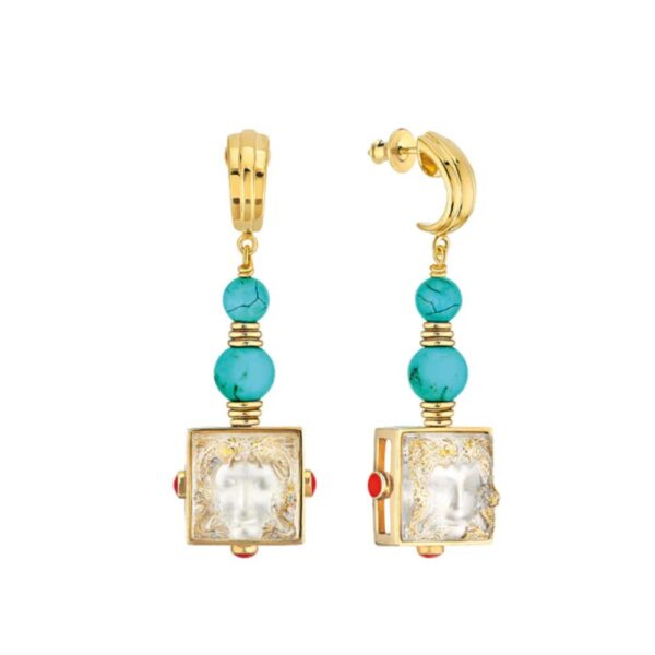 Aréthuse Earrings Clear crystal, onyx, vermeil