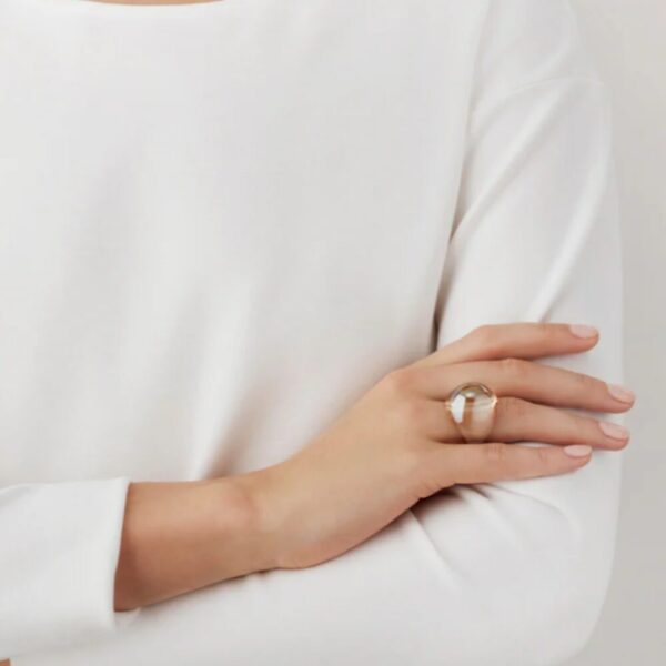 Cabochon Ring Gold luster crystal