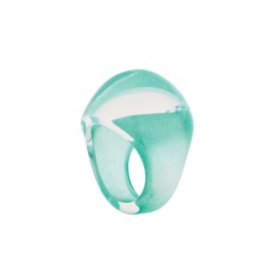 Cabochon Ring Clear with Green Patina crystal