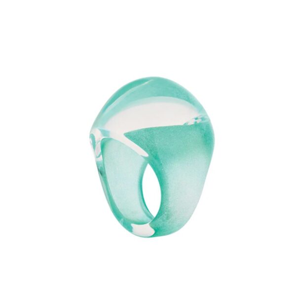 Cabochon Ring Clear with Green Patina crystal