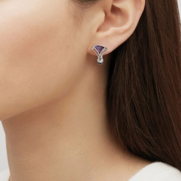 Larcade Stud Earrings Crystal Purple Twilight, Silver