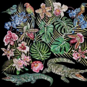 Foulard Lalique by Ginny Litscher, Black Jungle design