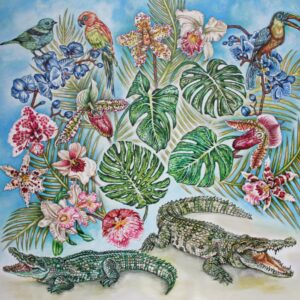Foulard Lalique by Ginny Litscher, Blue Jungle design