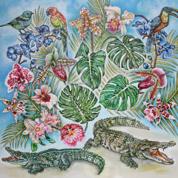 Foulard Lalique by Ginny Litscher, Blue Jungle design