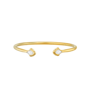 Paon flexible bangle White pearly clear crystal, 18K yellow gold-plated