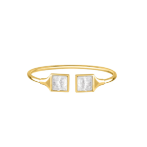 Aréthuse flexible bangle Clear crystal, 18K yellow gold-plated