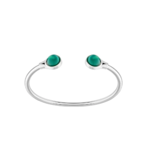 Cabochon Flexible Bangle Deep green crystal, silver