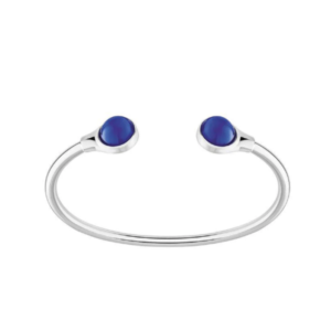 Cabochon Flexible Bangle Cap-Ferrat blue crystal, silver