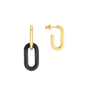 Empreinte animale earrings Black crystal, yellow gold plated