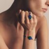 Paon bracelet Blue crystal and green lacquer, Silver - Image 2