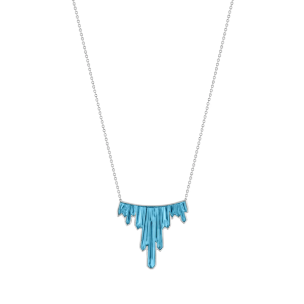 Terramineral Necklace 3 crystals Blue Persepolis crystal, silver