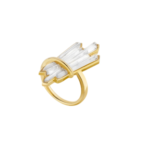 Terramineral Ring Clear crystal, 18K yellow gold plated