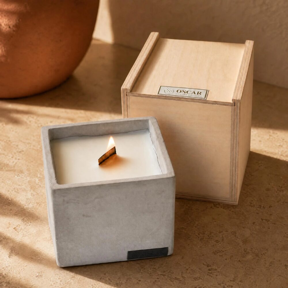 Cube Candle Light Grey