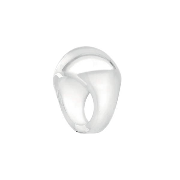 Cabochon Ring Clear with White Patina crystal