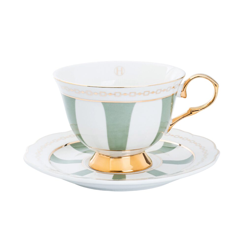 Cup with saucer - Strisce Salvia