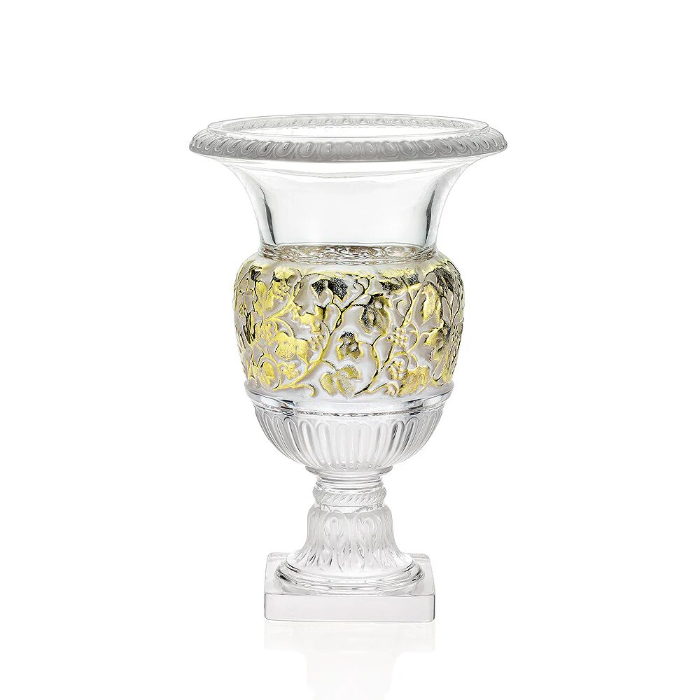 Versailles Vase Clear, gold stamped crystal