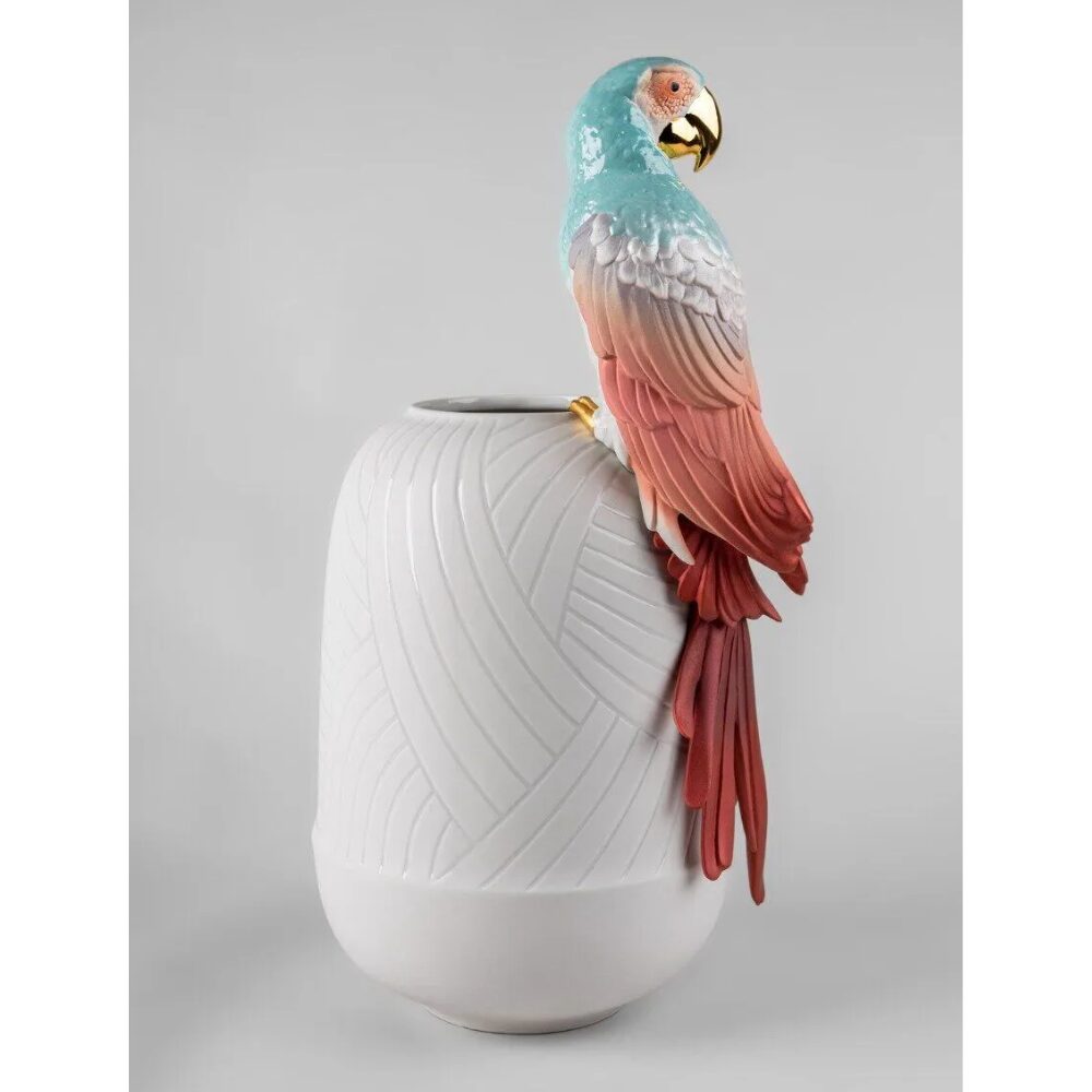 Macaw Bird Vase Red