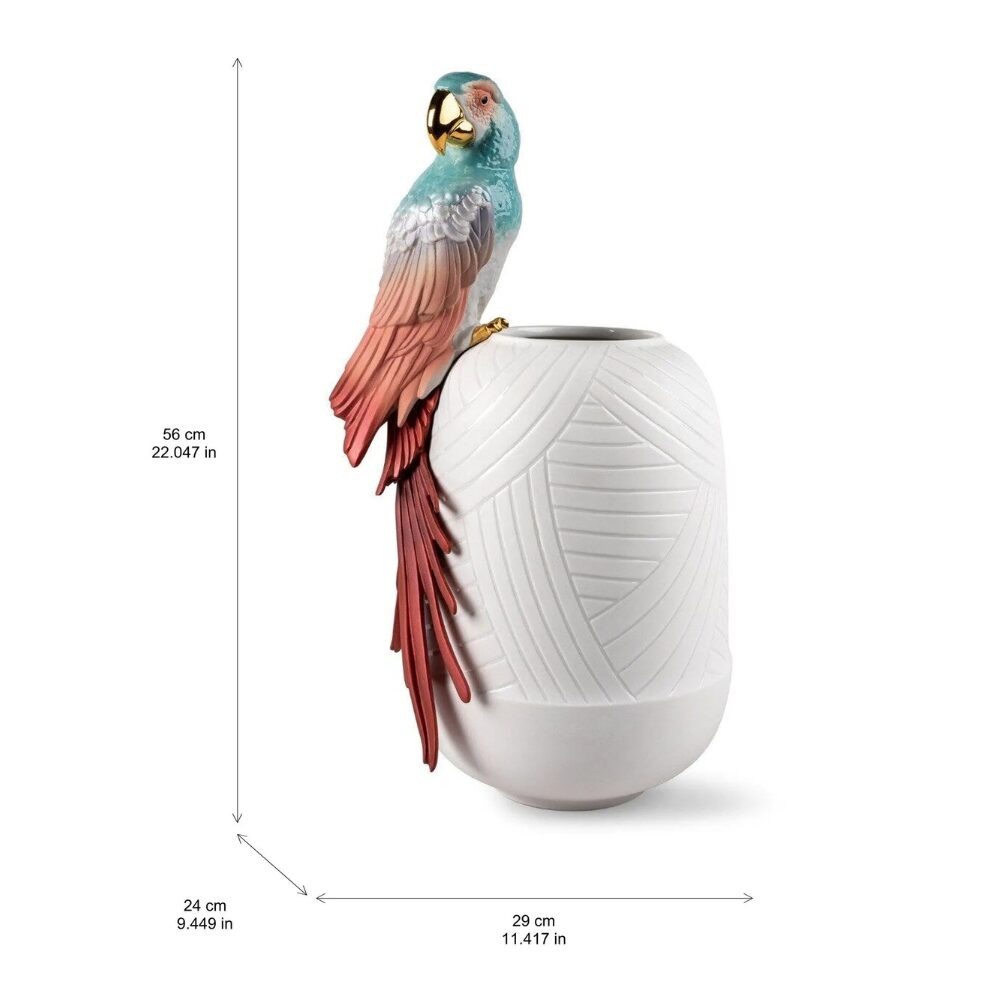 Macaw Bird Vase Red