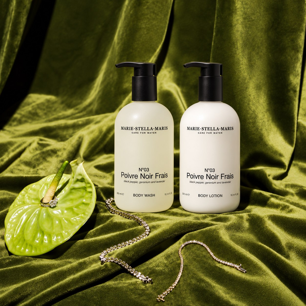 Marie-Stella-Maris No.03 Poivre Noir Frais body wash and body lotion
